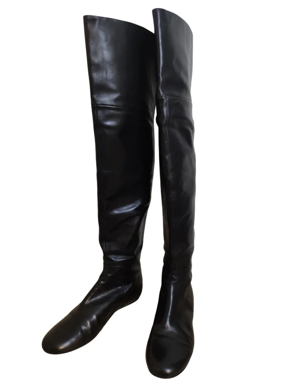 Vera Wang Lavender Black Over-the-Knee Leather Boots